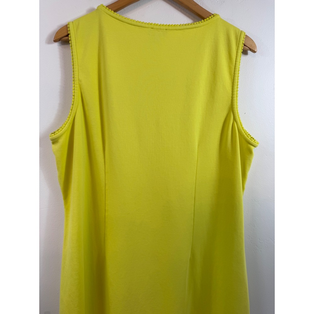 Talbots Eyelet Embroidered Knit Dress Yellow Green Pom Pom Trim Plus Resort 2X - Picture 5 of 11